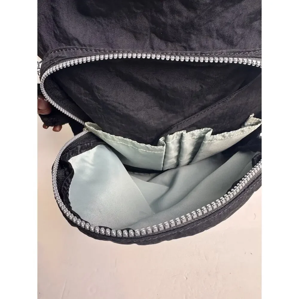 Kipling Seoul Backpack Black Tonal Nylon Laptop Bag w/ Monkey Keychain